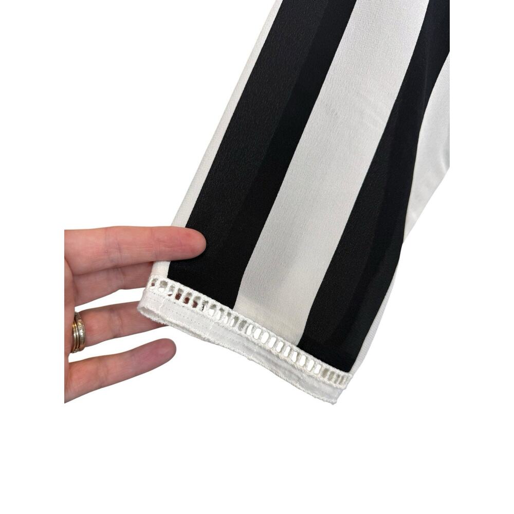 100% Silk Robe Womens Extra Small Black Ivory Striped Beetlejuice Minimalist - Picture 4 of 15
